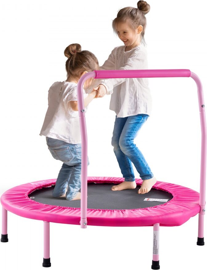 Skladacia mini trampolína - nosnosť 100 kg - odrazová trampolína 91,44 cm - ružová - pre fitness a zábavu