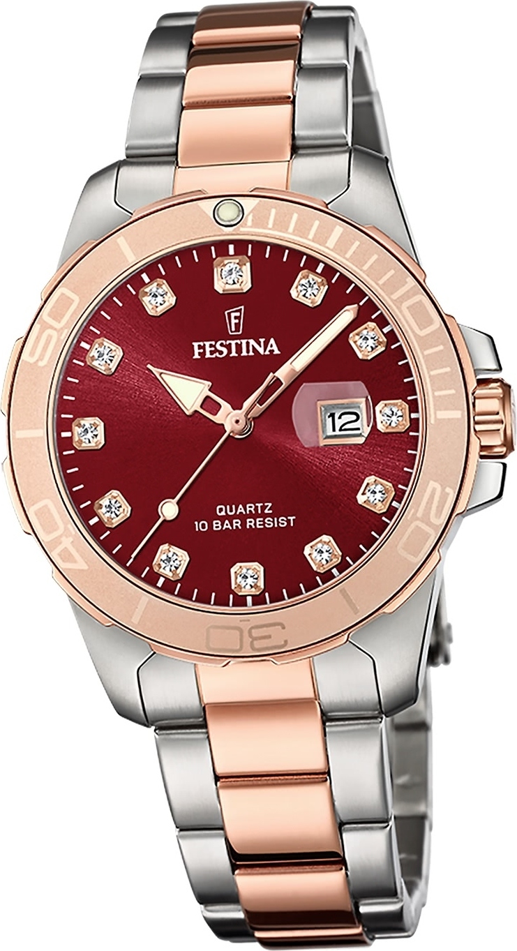 Dámske hodinky Festina z ušľachtilej ocele strieborno-zlaté Festina Boyfriend náramkové hodinky D2UF20505/2