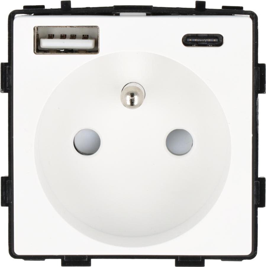 Smart Home Steckdosenmodul mit USB-Schnellladegerät AC 230V einzeln weiß 20W 4A