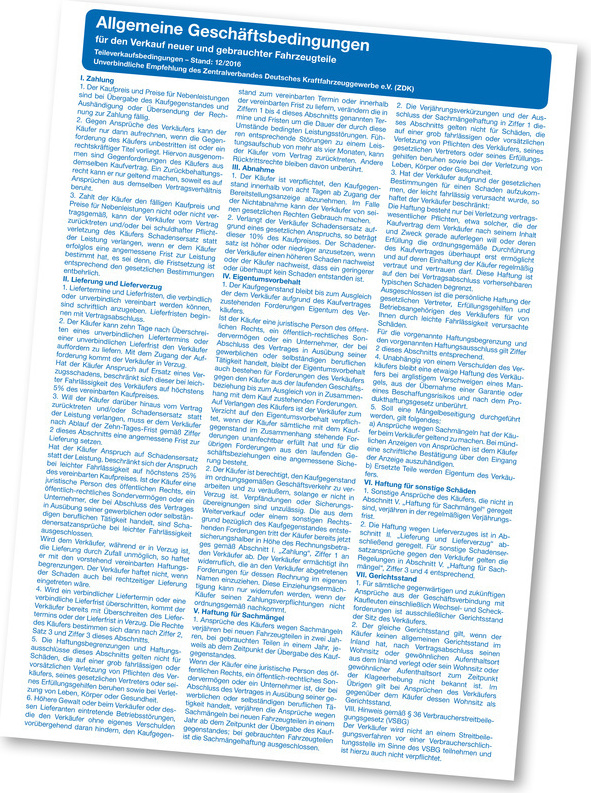 Eichner Organisation Verkaufs- und Reparaturbedingungen, A2-Format, Druck Kfz-Teile-Verkaufsbedingungen, Verpackungseinheit: 1 STK 9019-00207