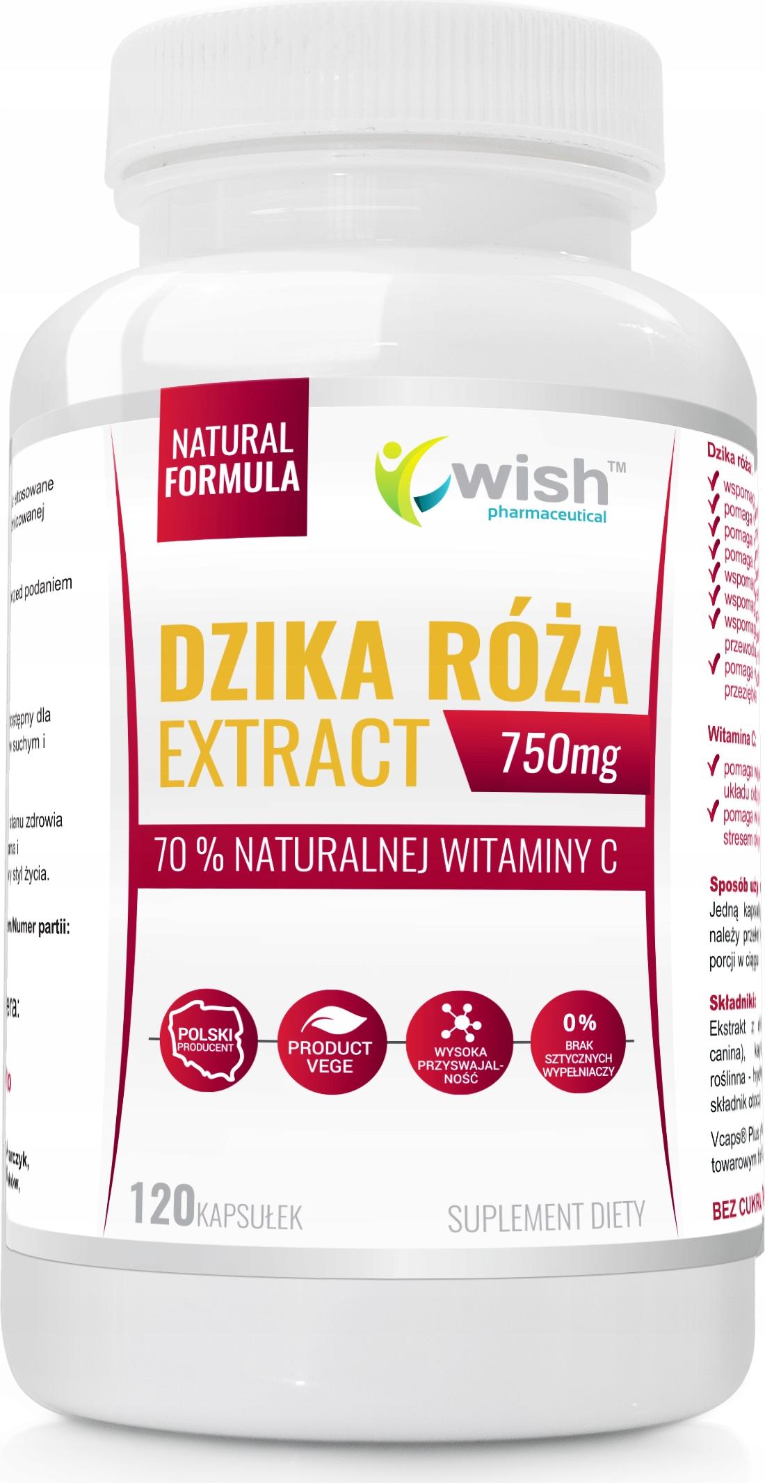 WISH WILDROSEEXTRAKT 750 mg natürliches Vitamin C 120 Kapseln.