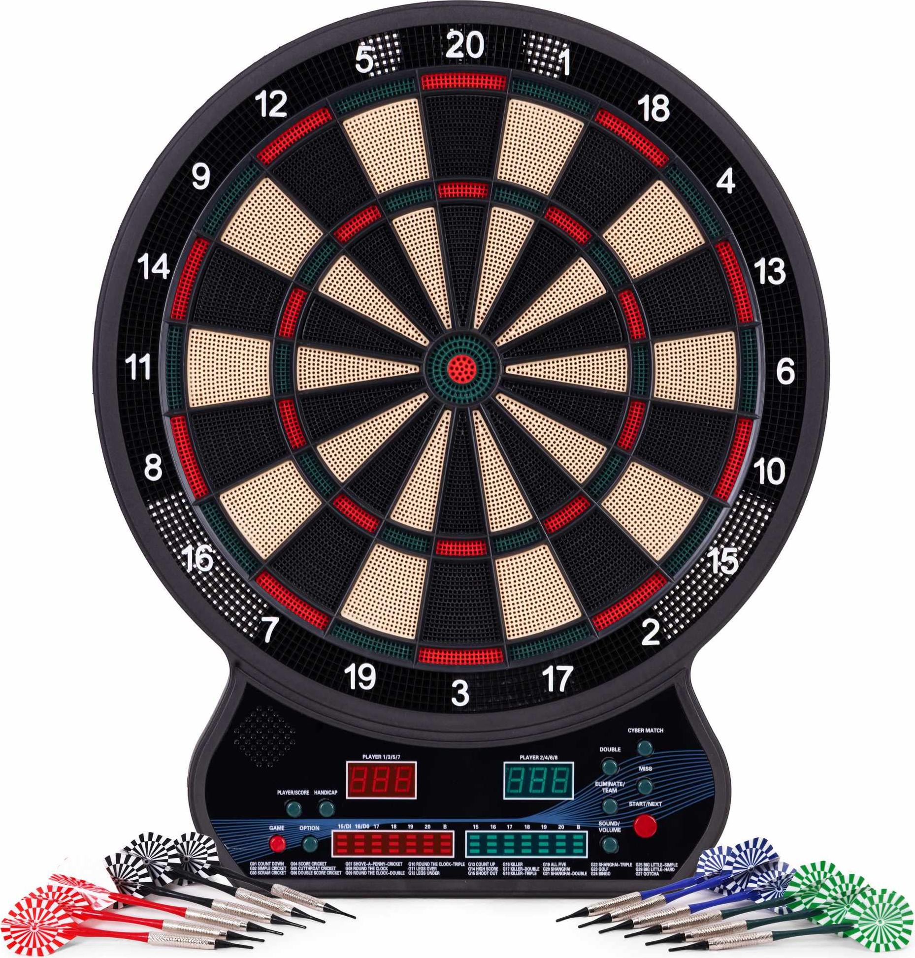 Northio Elektronisches Dartscheiben-Set, 42 cm, 27 Spiele, 12 Darts