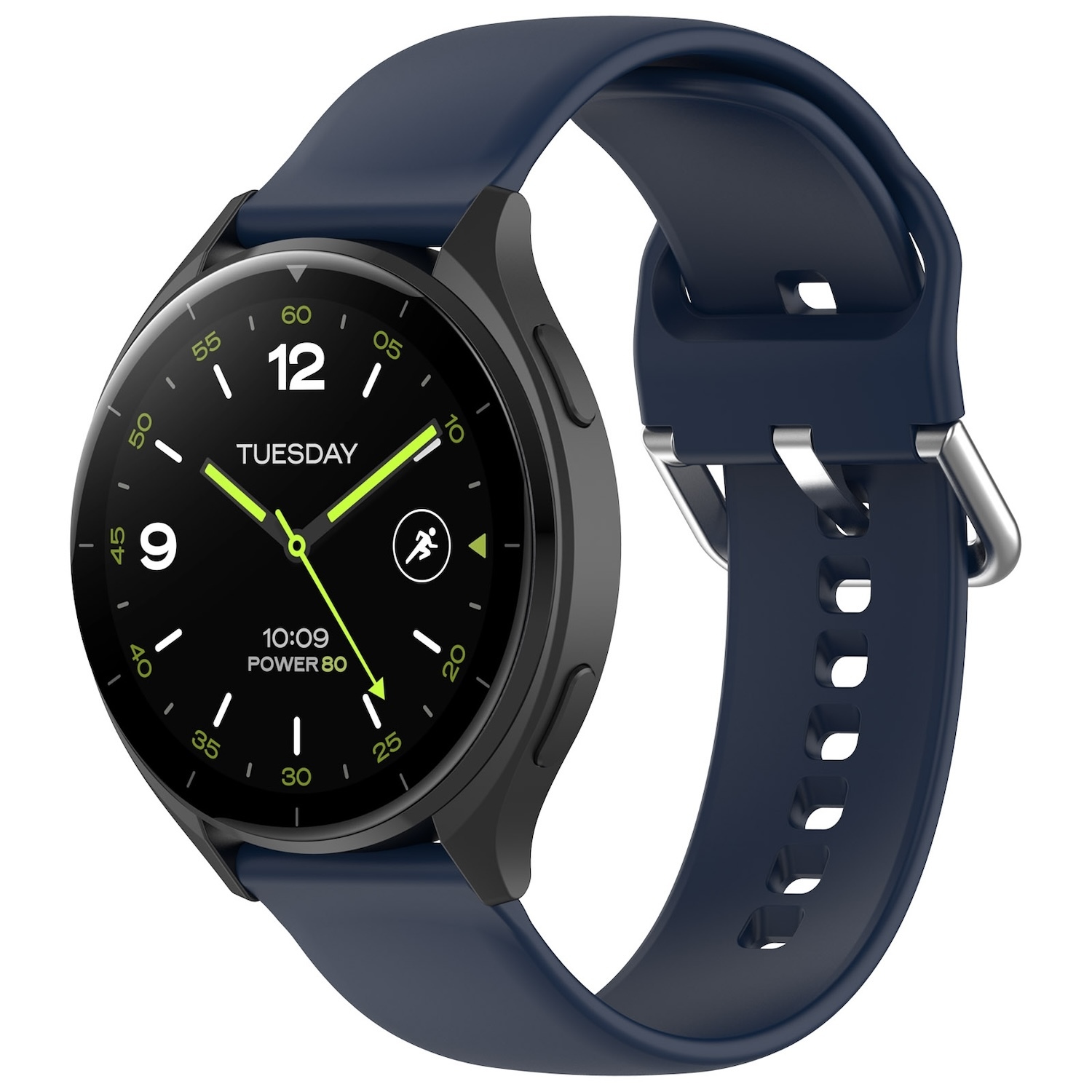 Pre Xiaomi Watch 2 Vysokokvalitný silikónový jednofarebný remienok Kovová pracka Hodinky Náhradný pásik na ruku Veľkosť L Tmavomodrá