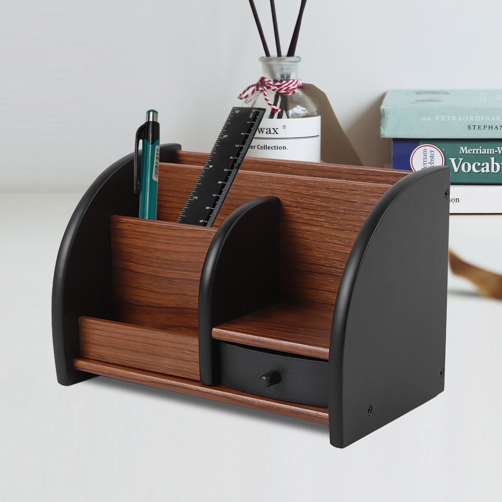 Holz Stifthalter Mit Schublade Schreibtisch Organizer Stiftschrank Ablagebox 