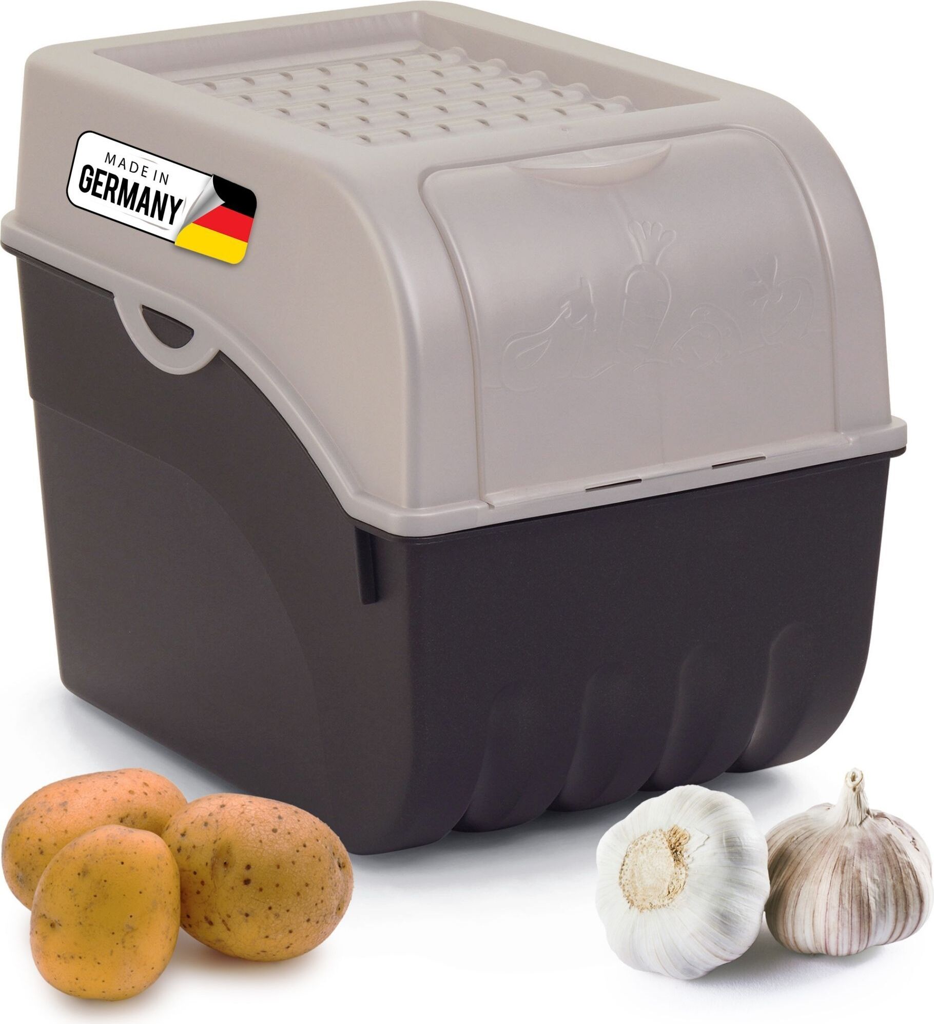 RIVAL Novaliv 1x Groß 9l Kartoffelhorde perlmut Kartoffelbehälter Kartoffelbeutel Kartoffeleimer Kartoffeldose