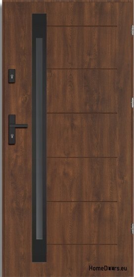 Sonstige Stahltür, Außentür, Haustür, dicke, warme, NARVIK BLACK, 1,2Wm2k 70mm, Größe 90, Rechte Tür, Nuss, sofort verfügbar