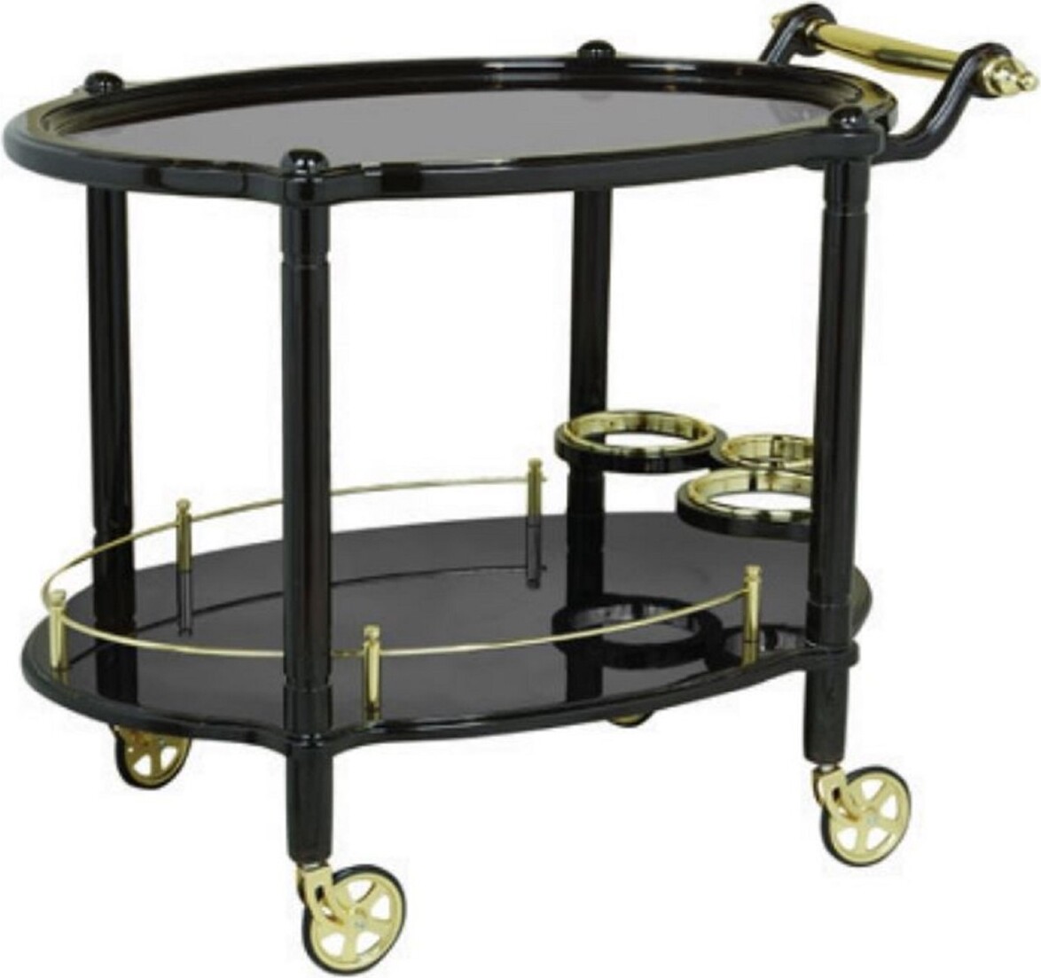 Demotex GmbH Casa Padrino Luxus Servierwagen Schwarz / Gold 88 x 60 x H. 87 cm - Hotel Restaurant Gastronomie Trolley - Luxus Hotel Restaurant Gastronomie Accessoires - Luxus Möbel