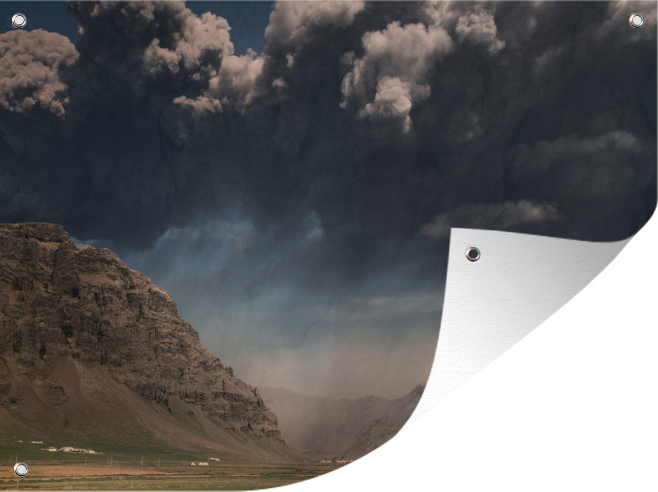 MuchoWow® 80x60 cm Outdoor-Poster Gartendeko Sichtschutz Garten Poster für den Garten Aschewolke aus einem Vulkan in Island 133|1331485