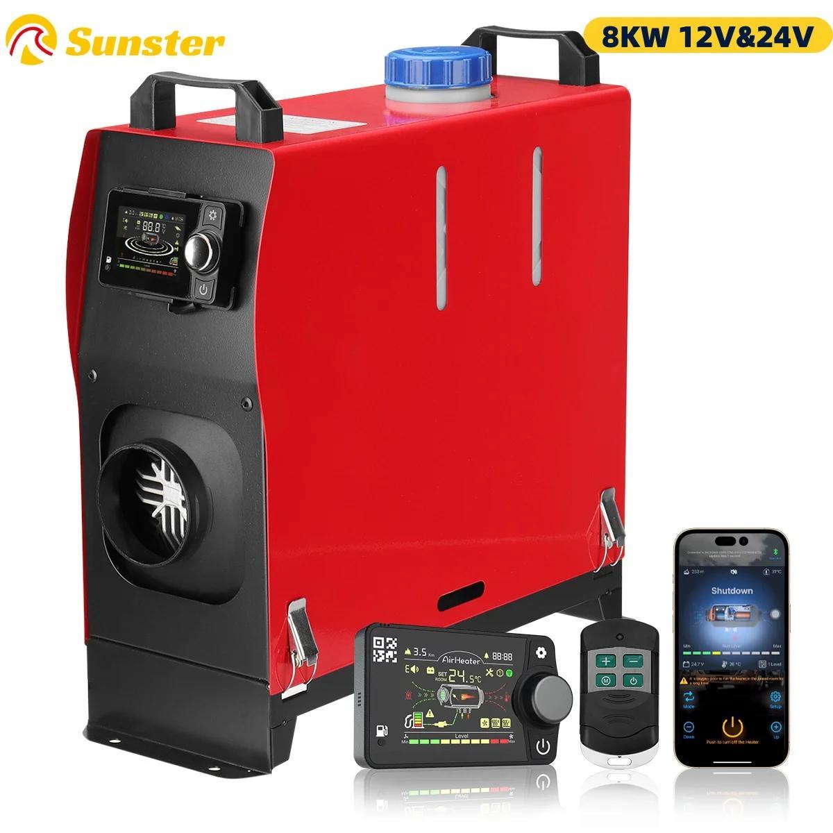 StarTech Diesel Luftheizung - Parkheizung - 8 kW - 12/24 V - All-in-One 5 L Tank - LCD-Schalter - Fernbedienung + Bluetooth App - Dunkel-Khaki