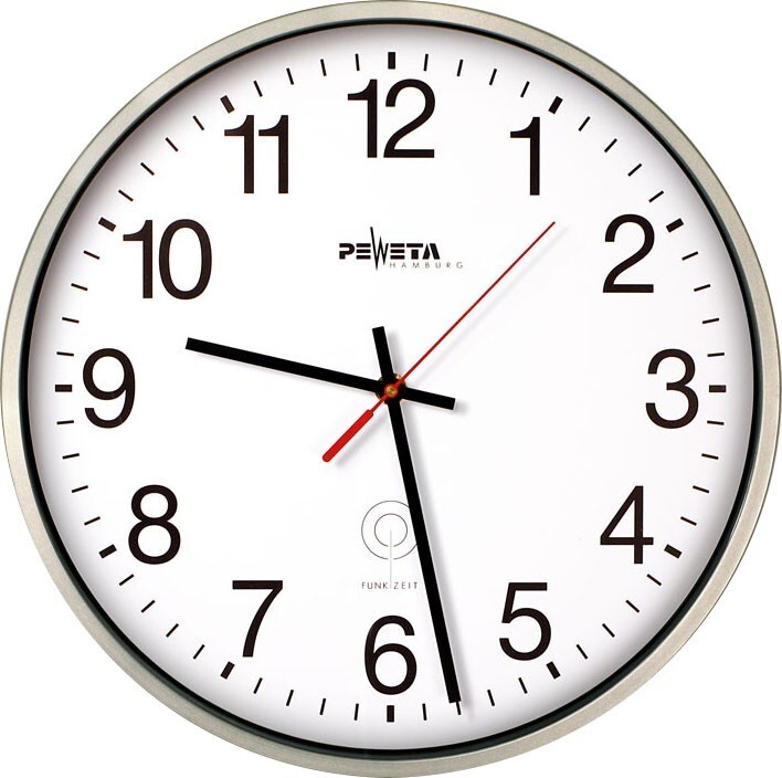 PEWETA Funkuhr Funkuhr Ku.weiß D.250mm 1,5V Zahlen 51.130.211