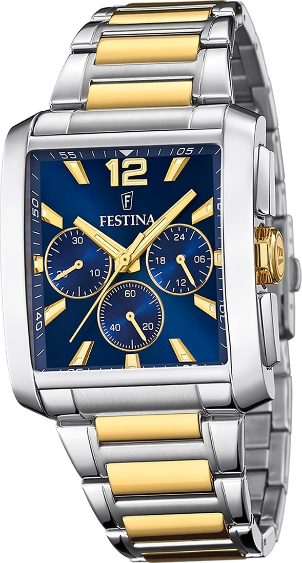 Pánske hodinky Festina z nehrdzavejúcej ocele strieborno-zlaté náramkové hodinky s chronografom D2UF20637/1