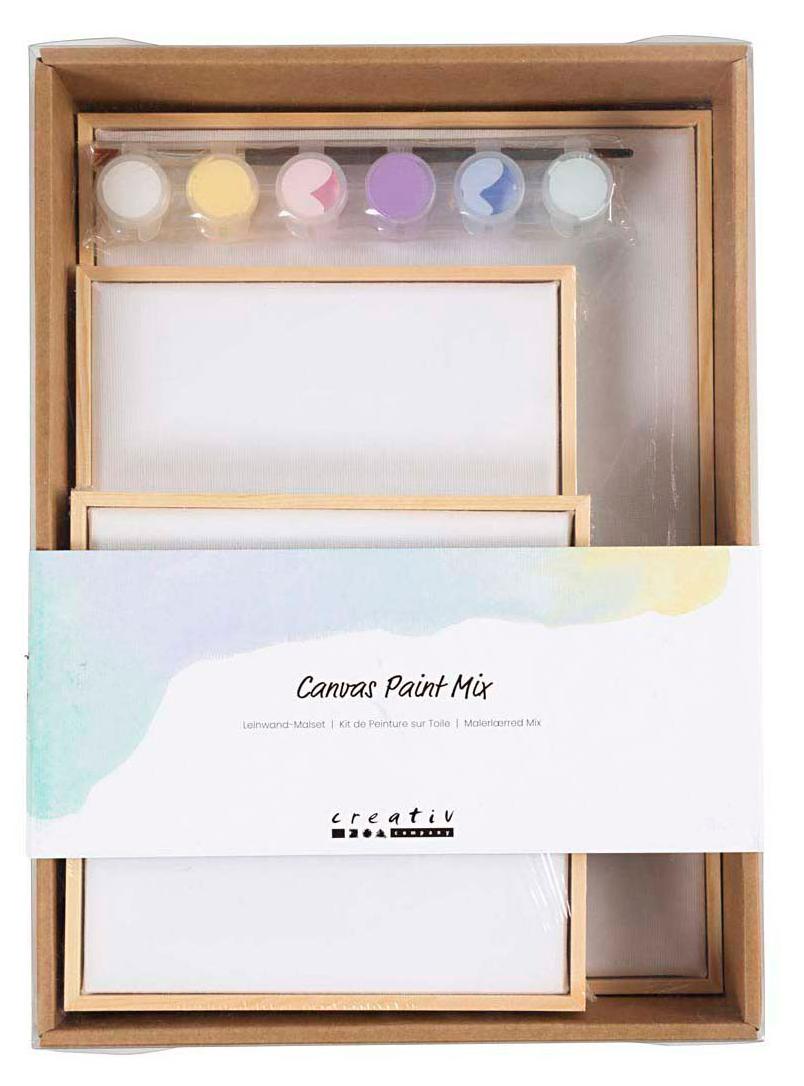Creativ Company-Set aus gespannter Leinwand mit Farbe und Pinsel 257269