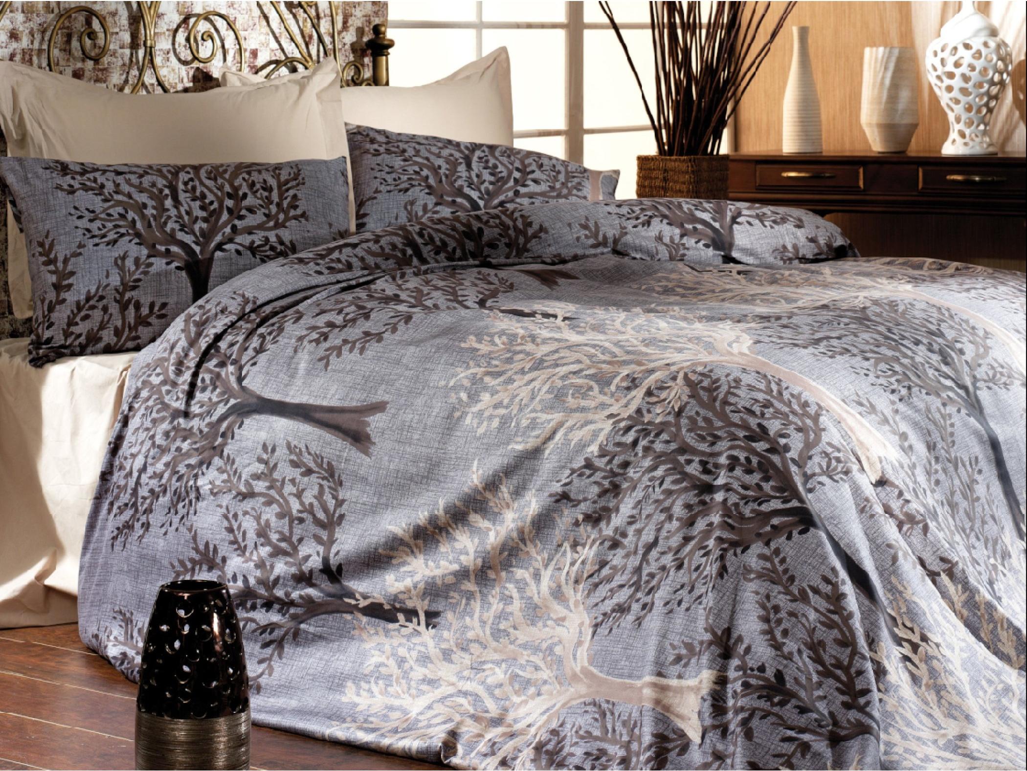 Brotex Bettwäsche inklusive Satin 140x200, 70x90cm baumgrau P255319