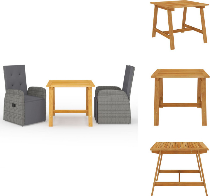 vidaXL 3-dielny záhradný jedálenský set sivý - Záhradné nábytkové zostavy