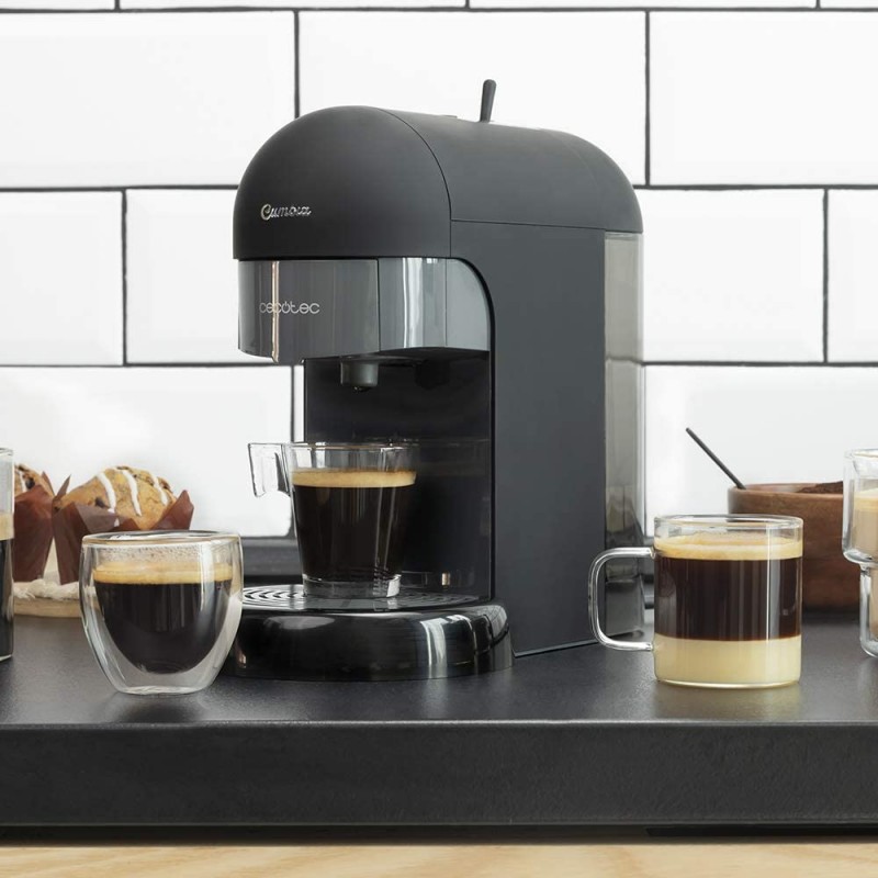 Cecotec Cumbia Capricciosa Black, Espresso kávovar, 0,6 L, kávový sáčok, Mletá káva, 1100 W, Čierna