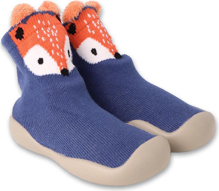 Sockenstiefel, Hausschuhe, Barfußpantoffeln, Socken mit Gummisohle, Befado blau 002P076