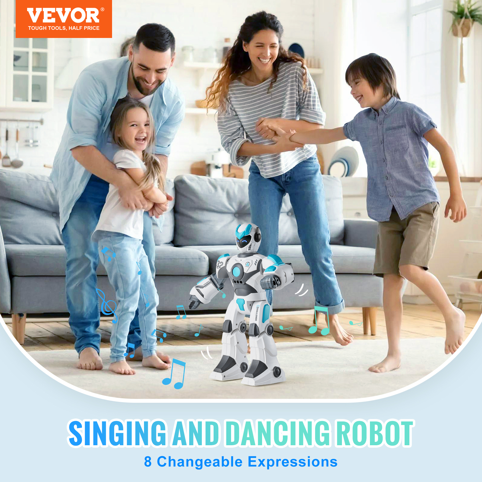 VEVOR ferngesteuertes Roboterspielzeug für Kinder, programmierbare 2,4-GHz-Fernbedienung mit Gestenerkennung und Sprachsteuerung, interaktiver singender und tanzender Roboter