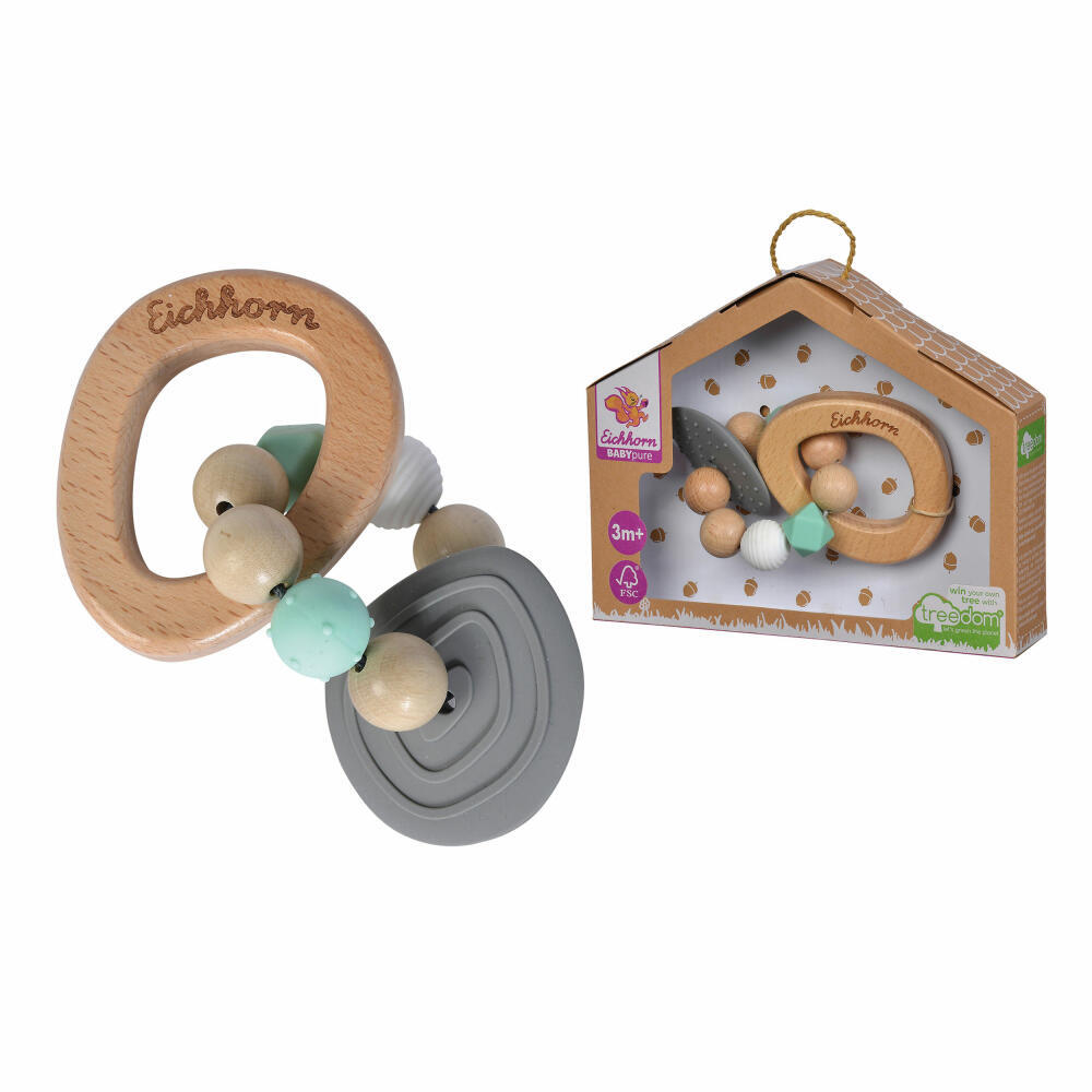 Simba Toys Eichhorn Baby Pure Beißring hochwertiges Holzspielzeug für Babys 416079