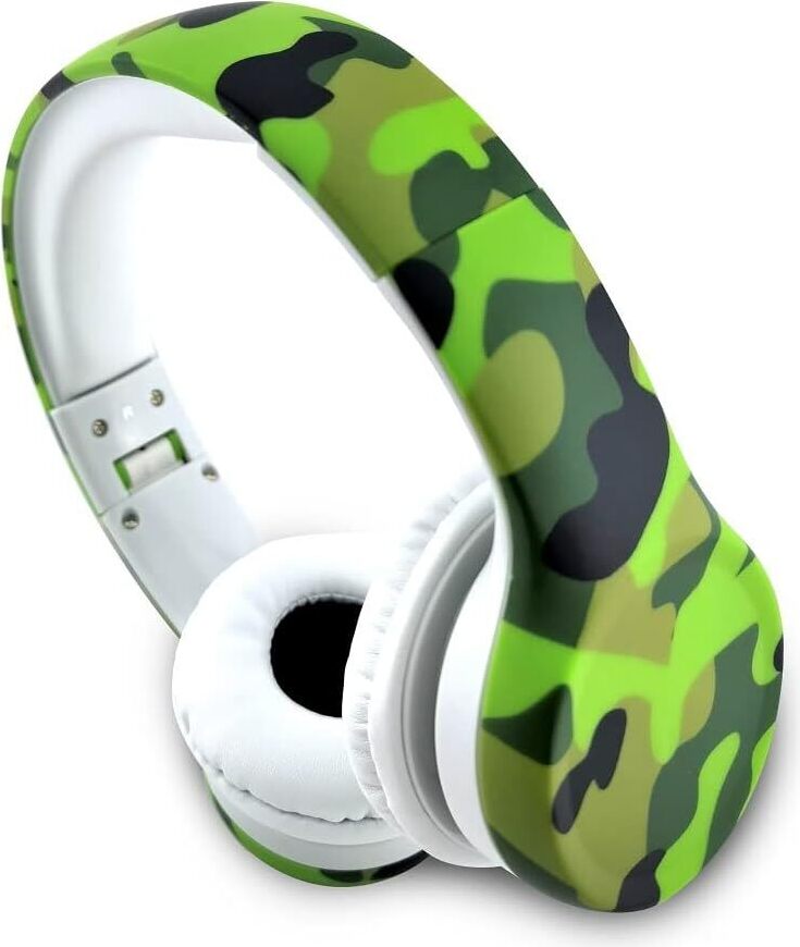 Slúchadlá pre deti s ovládaním hlasitosti 85 db a mikrofónom, funkcia zdieľania hudby, nastaviteľné detské slúchadlá pre chlapcov a dievčatá (maskáčovo zelené)