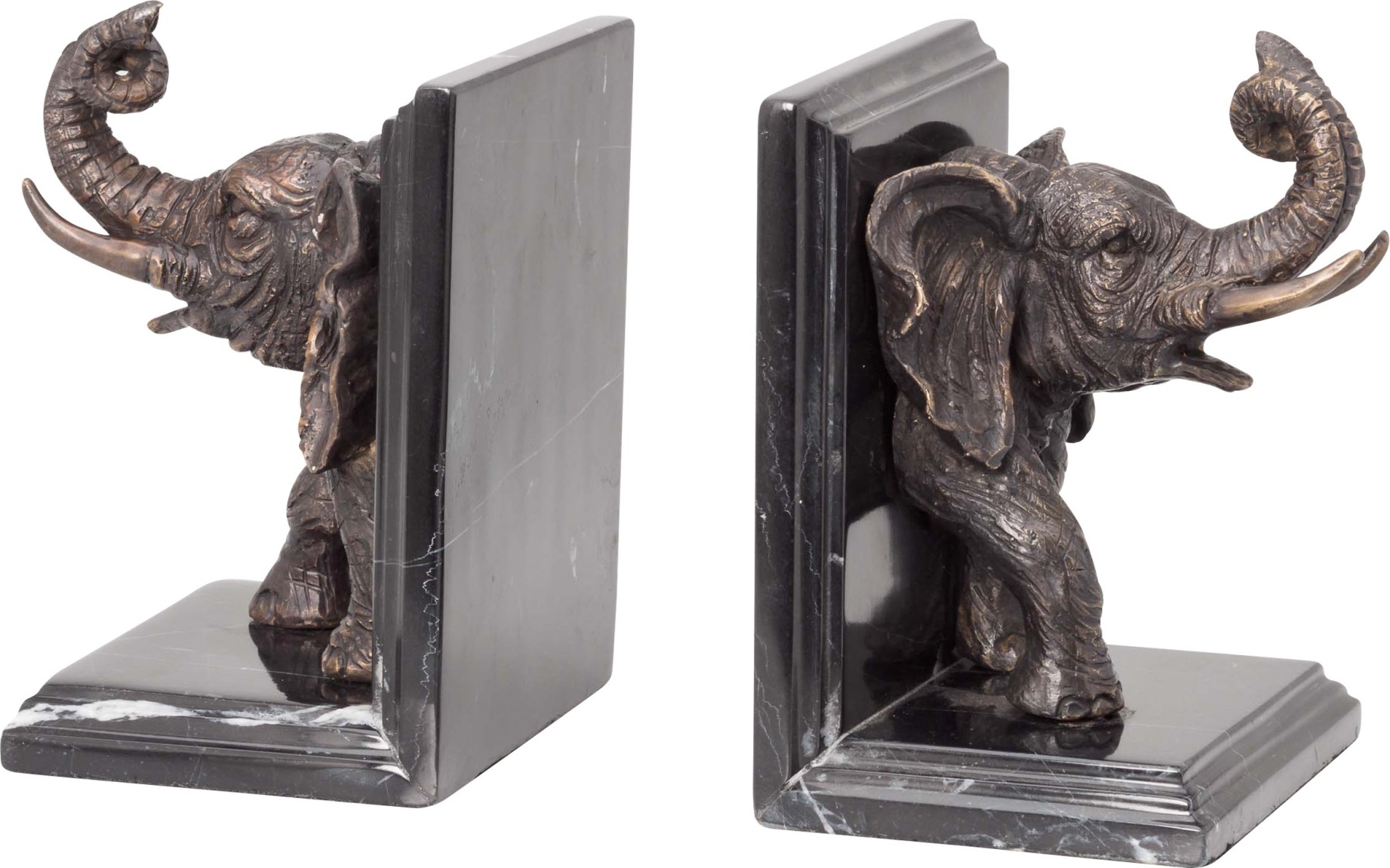 Aubaho 2 Buchstützen Bronze Skulptur Figur Elefant Bronzefigur Buch bookend Bronze