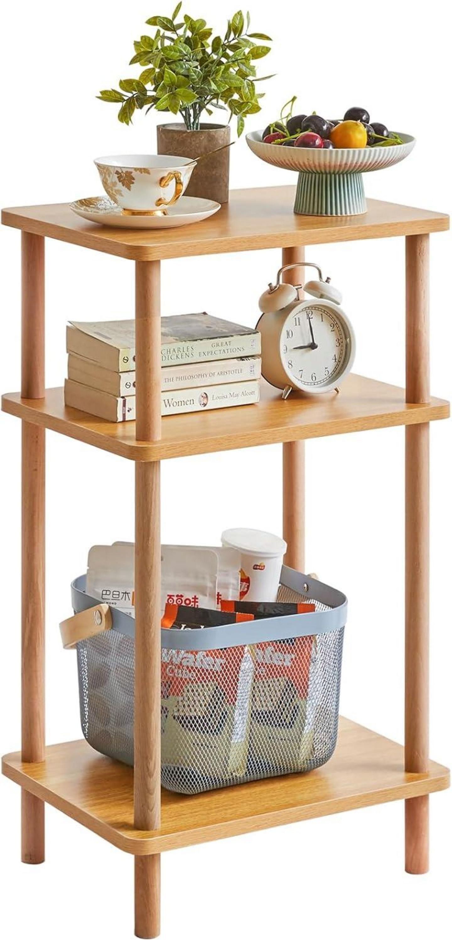 Sonstige IBUYKE Holz Beistelltisch Modernes Design 3 Ebenen Natürlich 39x29x68.5cm