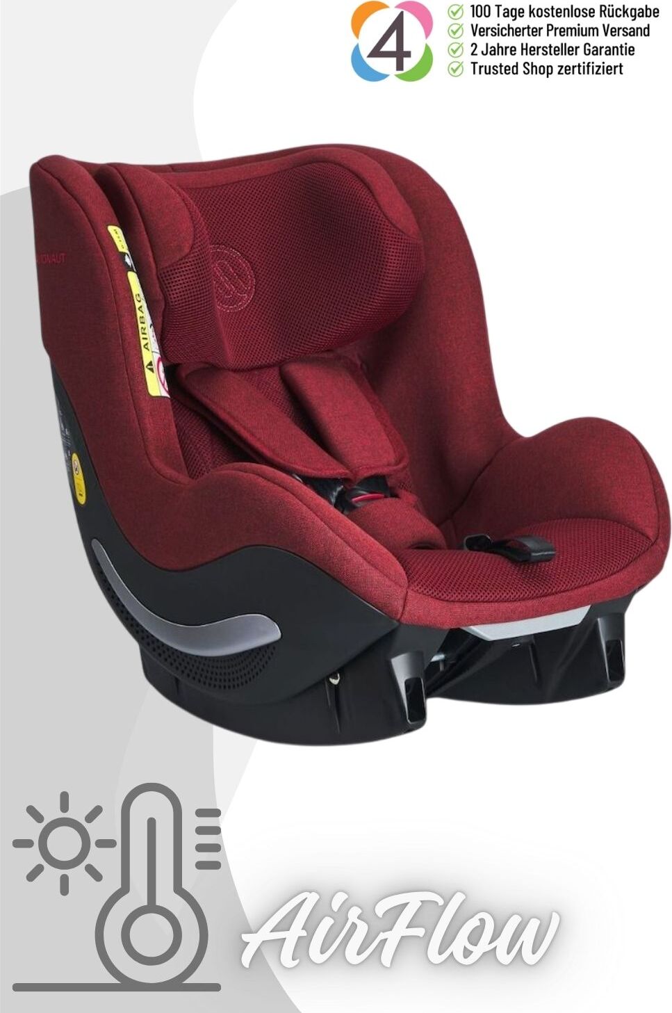 Avionaut AeroFIX AirFlow - Reboard Kindersitz (0-18 kg), Farbe Kindersitz:Red 0126.00.001110
