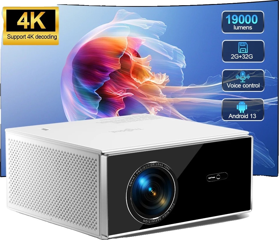 Projektor s rozlíšením Full HD, jas 19 000 lúmenov, podpora videa 4K, verzia pre Android