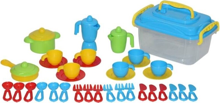 POLESIE Puppengeschirrset für 6 Personen, 38-tlg. im Kontainer 57686