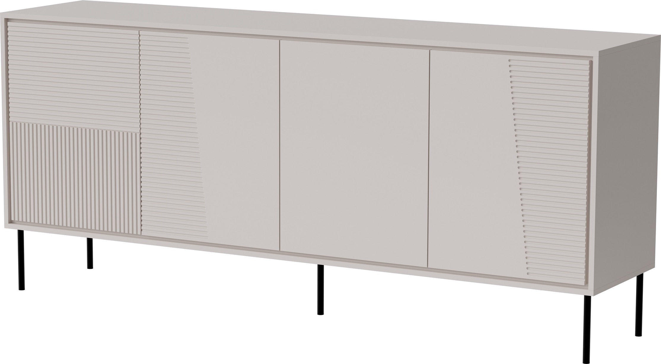 Sonstige Kommode ABUDABI 200 cm 4D KASCHMIR BEIGE mit Schwarze Metallbeine mit gefräster fronten 4 Türen Sideboard MDF Highboard Schrank offene Regale Büfett Kommode_ABUDABI_200_KASCHMIR