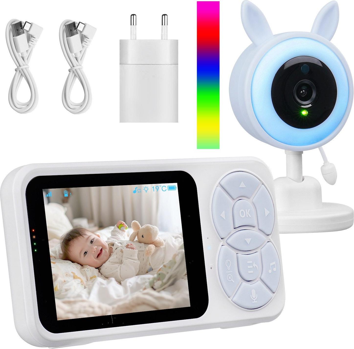Dopwii Babyphone Baby Monitor mit Kamera,Video-babyphone,Baby überwachungskamera 1-tlg., Baby Monitor mit Kamera & Display – 3.5" IPS Monitor, Nachtsicht KAUF-TRAD-BP445-C4-002