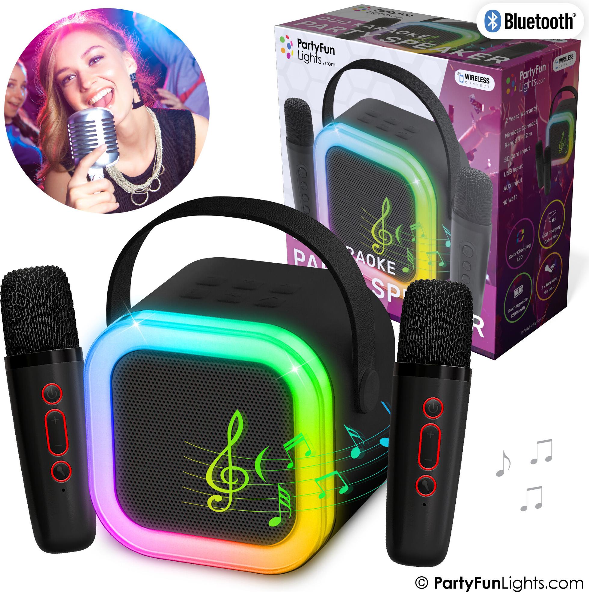 PartyFunLights Kabelloser Duo-Karaoke-Party-Lautsprecher, Stromversorgung über USB 86776