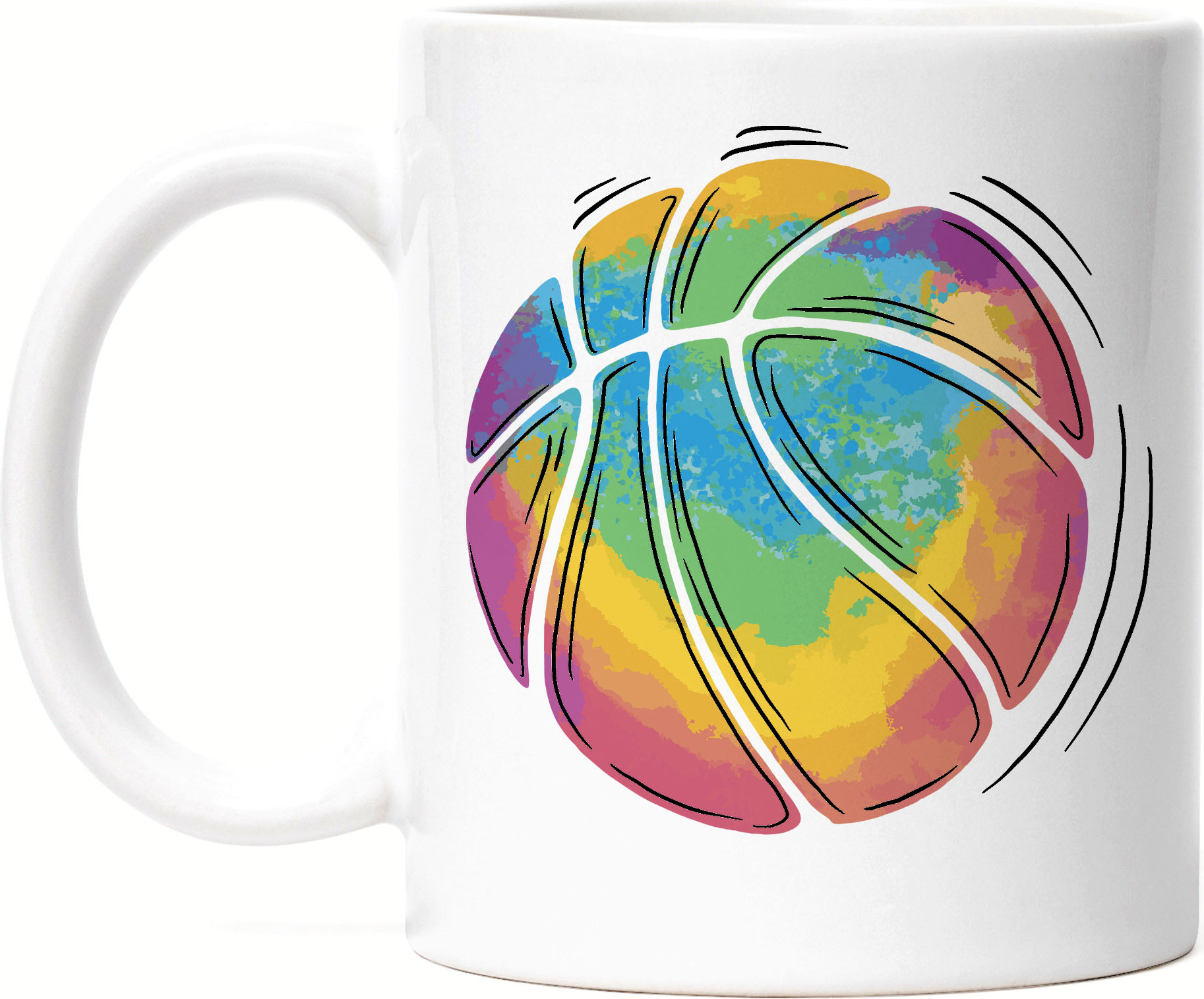 Hey!Print Basketball Tasse Weiß Leben Mannschaft Spieler Teamsport Korb Basket Ballsport Jersey Team Ball HP-1797-T