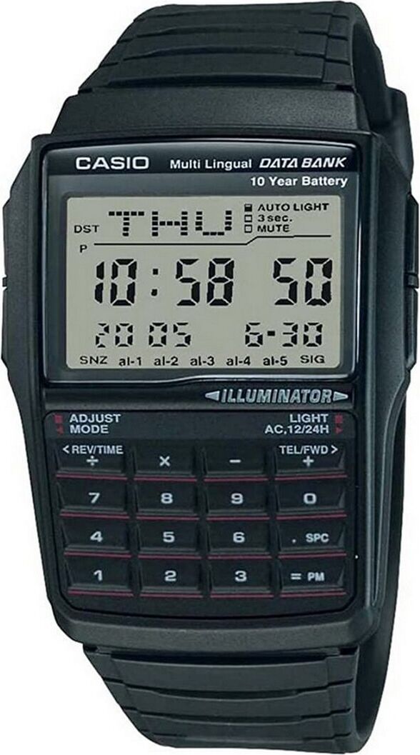 Pánske hodinky Casio DATABANK CALCULATOR Black Grey