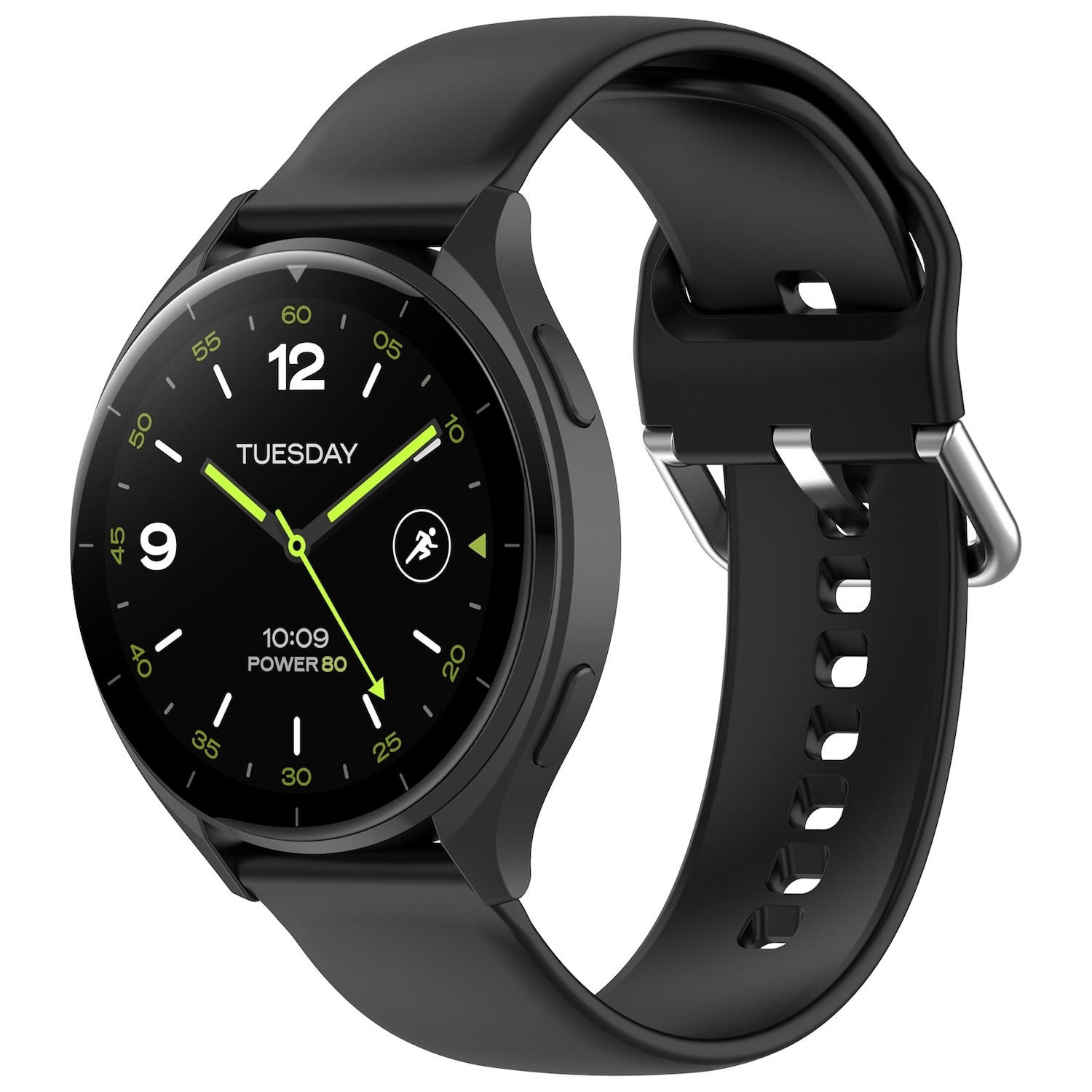 Pre Xiaomi Watch 2 Vysokokvalitný silikónový jednofarebný remienok Kovová pracka Hodinky Náhradný pásik na ruku Veľkosť L čierna