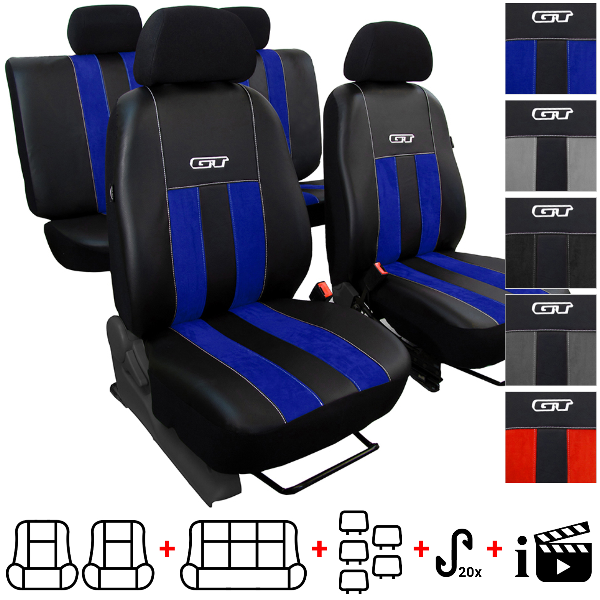 Autositzbezüge 2+3 - Universal Auto Sitzauflagen Set - Dreilagig Auto  Sitzbezüge mit Reißverschluss
