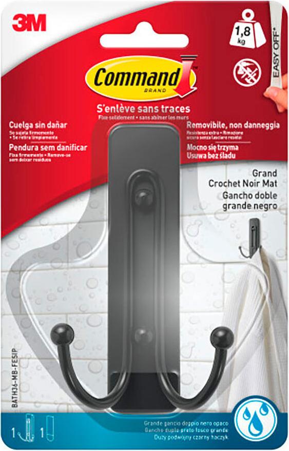 Haken zum Aufhängen 3M 1,8 kg Schwarz ABS (1 Stück)