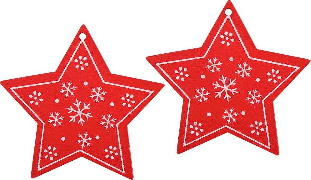 Gistuch 50 Stück Holzanhänger, dekoratives Ornament, Heim-DIY-Zubehör, bemaltes Kunstgeschirr (fünfzackiger Stern rot)