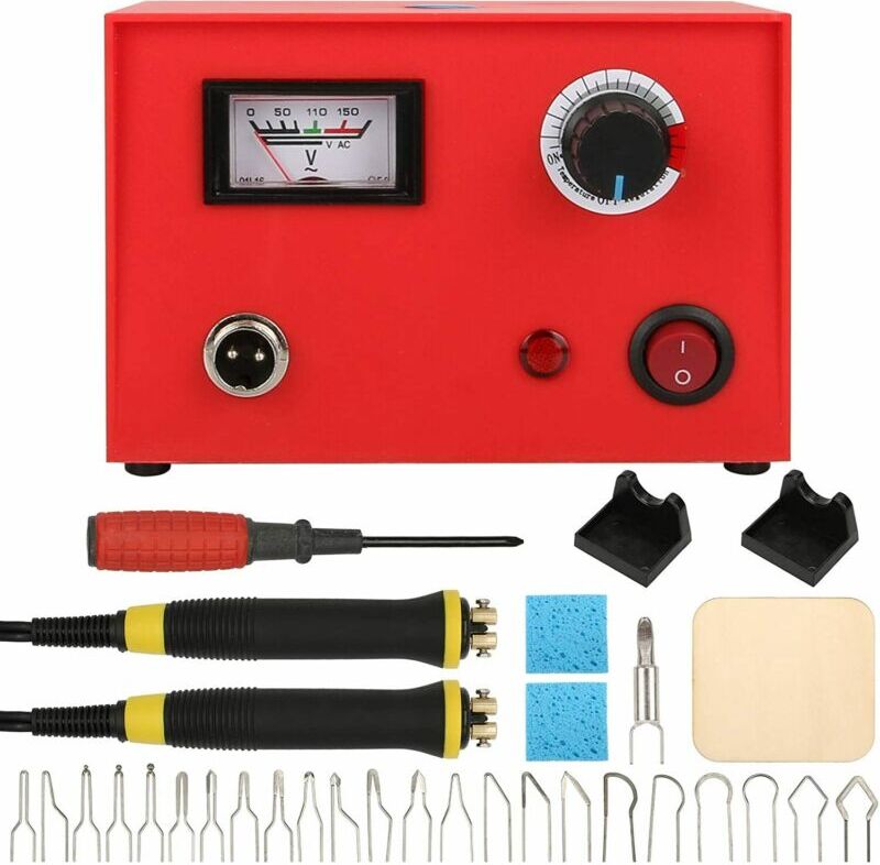 Topchances Holzverbrennungsset 50W verstellbare Pyrographie-Maschine Professionelles Pyrographie-Toolkit Kürbis Holzhandwerk Pyrographie Kit Für hölzernen Lederkürbis