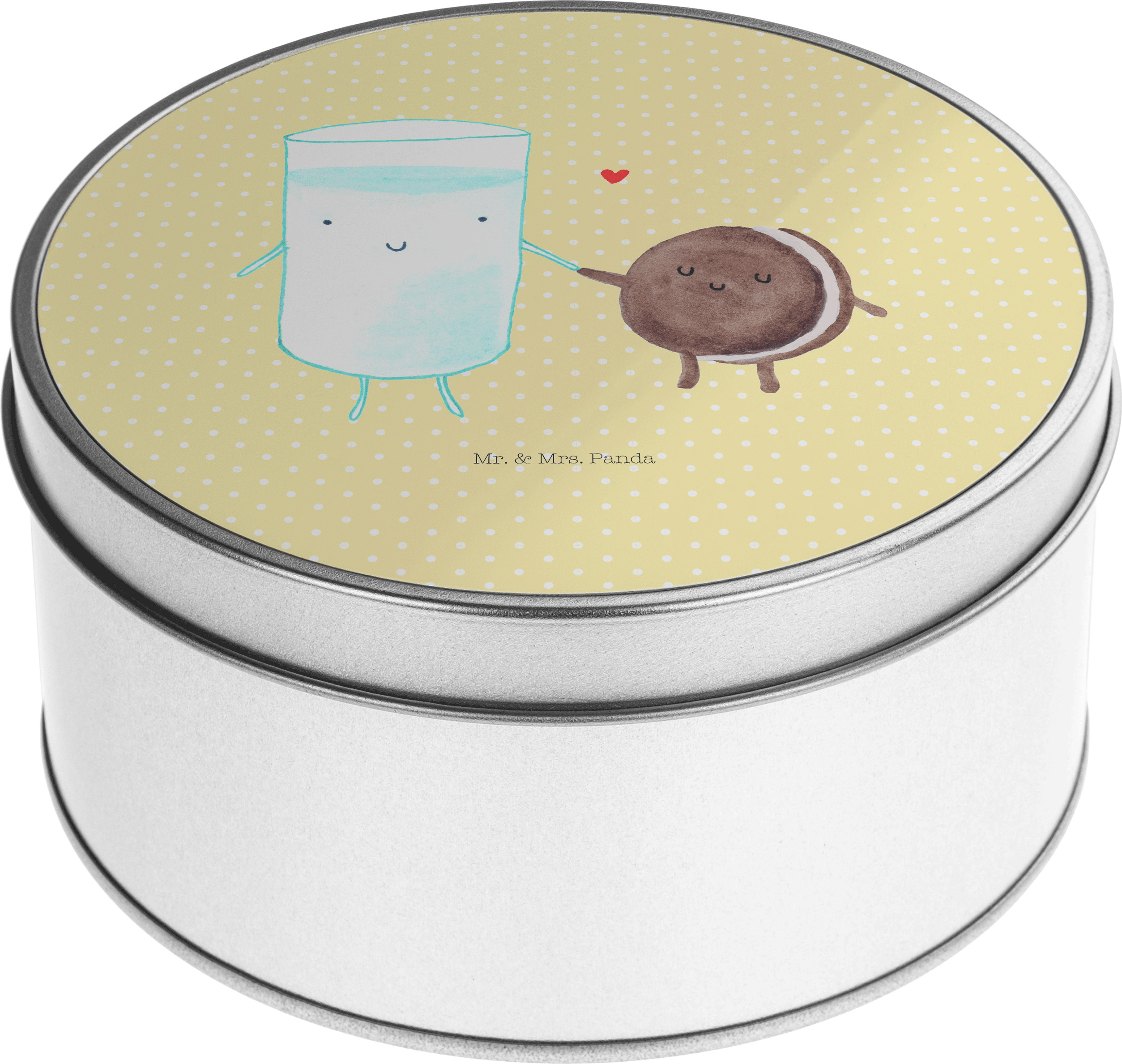 Mr. & Mrs. Panda Teedose Milch Keks - Gelb Pastell - Geschenk, Vorratsdosen, Cookie, geschenkdosen, Kekse, Keksdose, Kaffeedose, Kaffee, Gute Laune, Vorratsdose PD-937625-STANDARD