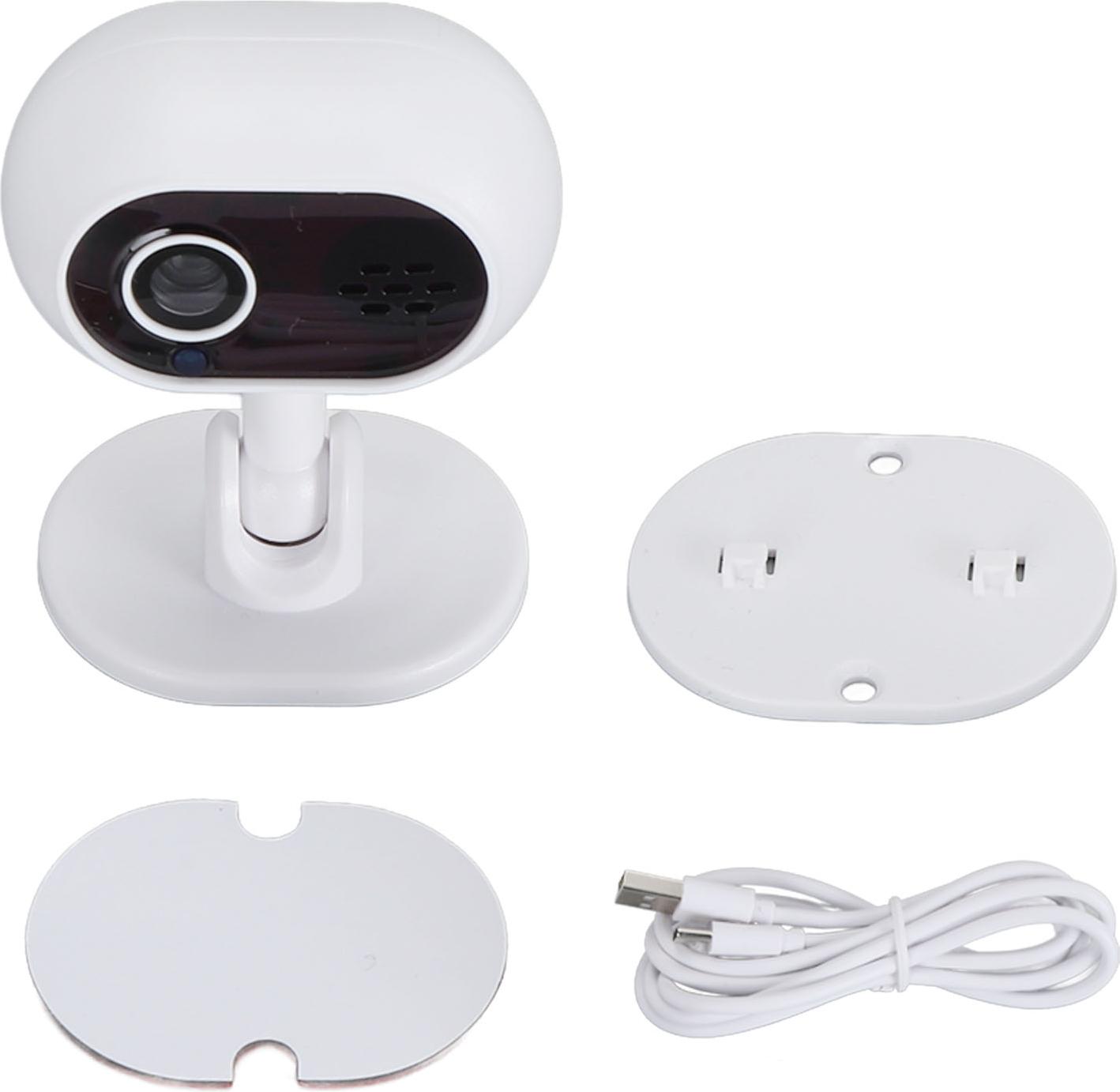 Vnútorná monitorovacia kamera, 1080P HD, Wi-Fi, detekcia pohybu, 2-cestný interkom, nočné videnie, 360-stupňová rotácia, inteligentná s APP na monitorovanie detí v domácnosti, biela