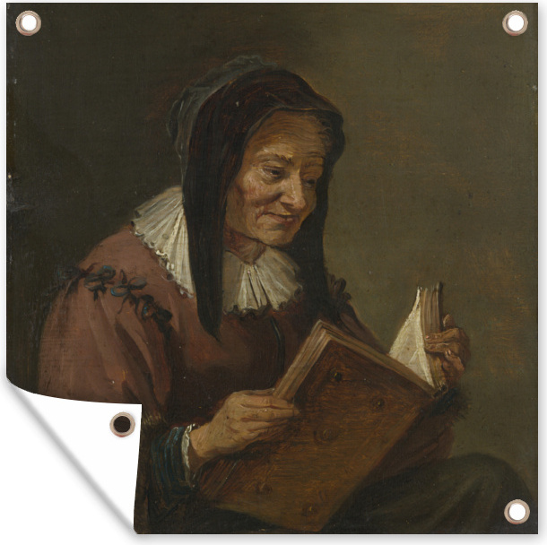 MuchoWow® 50x50 cm Outdoor-Poster Gartendeko Sichtschutz Garten Poster für den Garten Eine lesende alte Frau - David Teniers der Jüngere 133|43169502