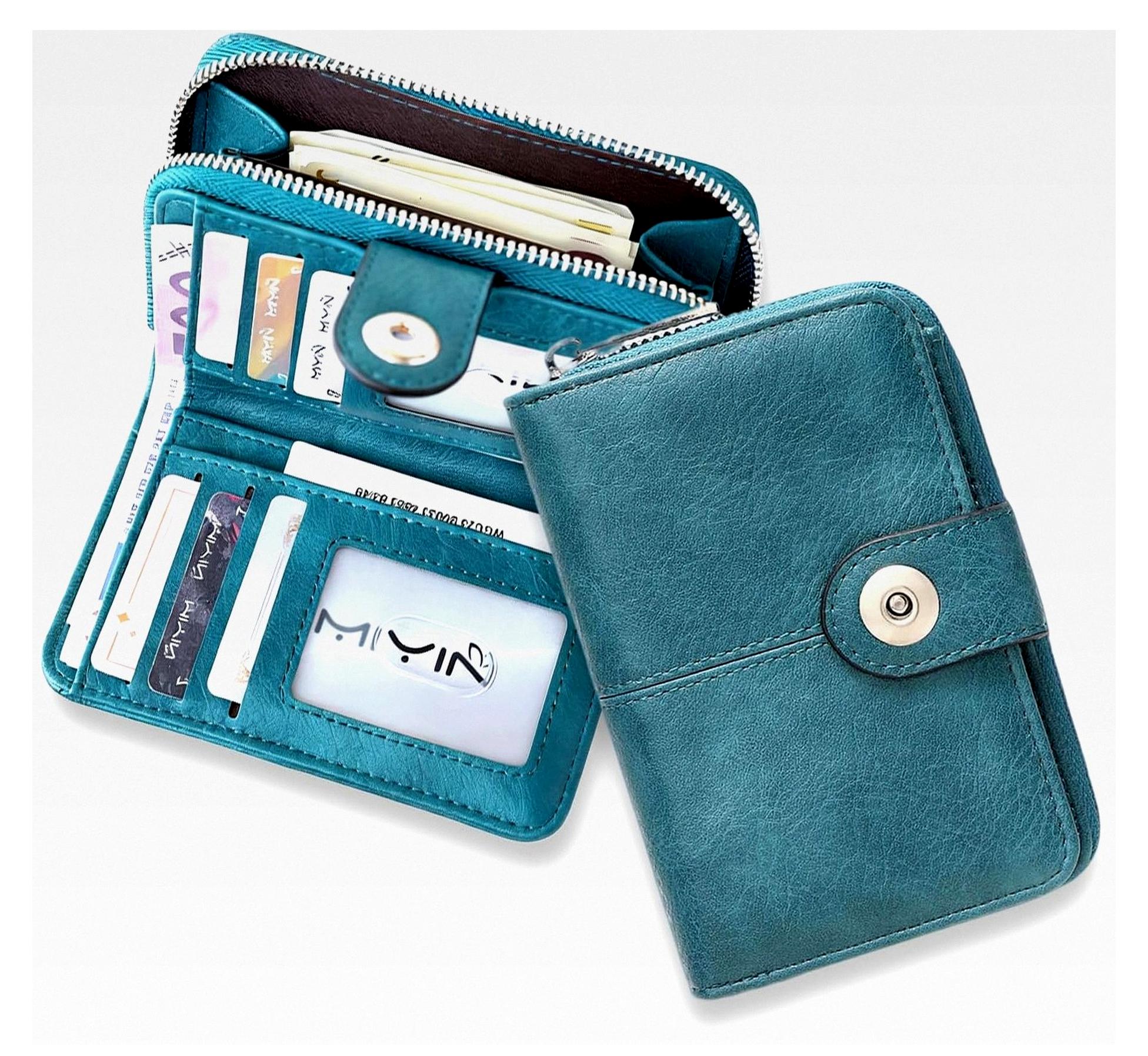 Markenlos Damen Geldbörse Mittelgroß in Pfauenblau