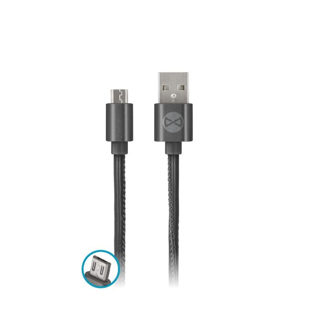 FOREVER USB nabíjací kábel dátový kábel micro USB kábel z plastovej kože v čiernej farbe pre smartfón Android Samsung Galaxy Sony Xperia HTC Huawei LG Microsoft