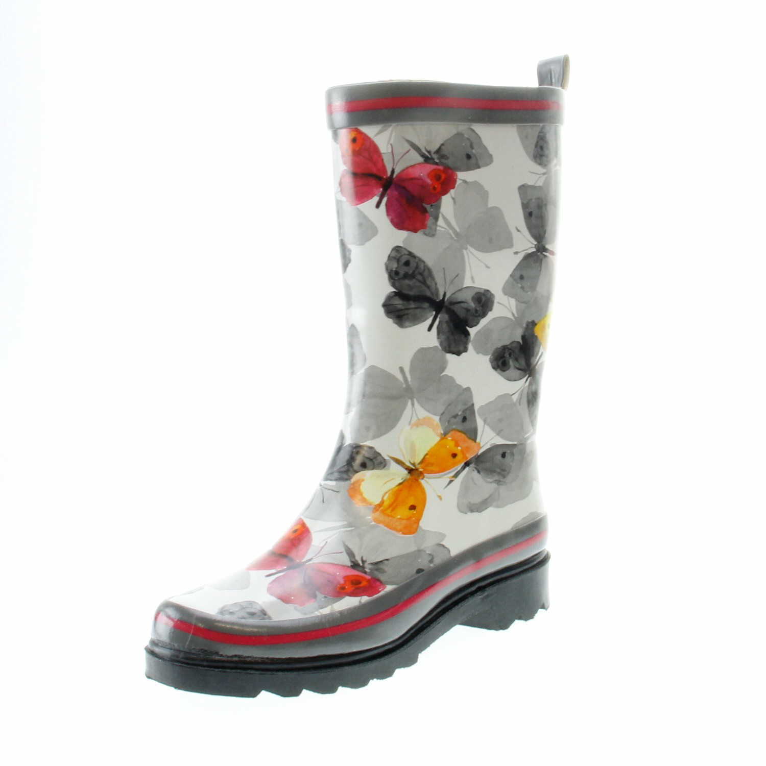 Beck 853 50 Damen Regenstiefel Schmetterling Grau-Multi, Grau, Gr. 42 853-Schmetterling-42