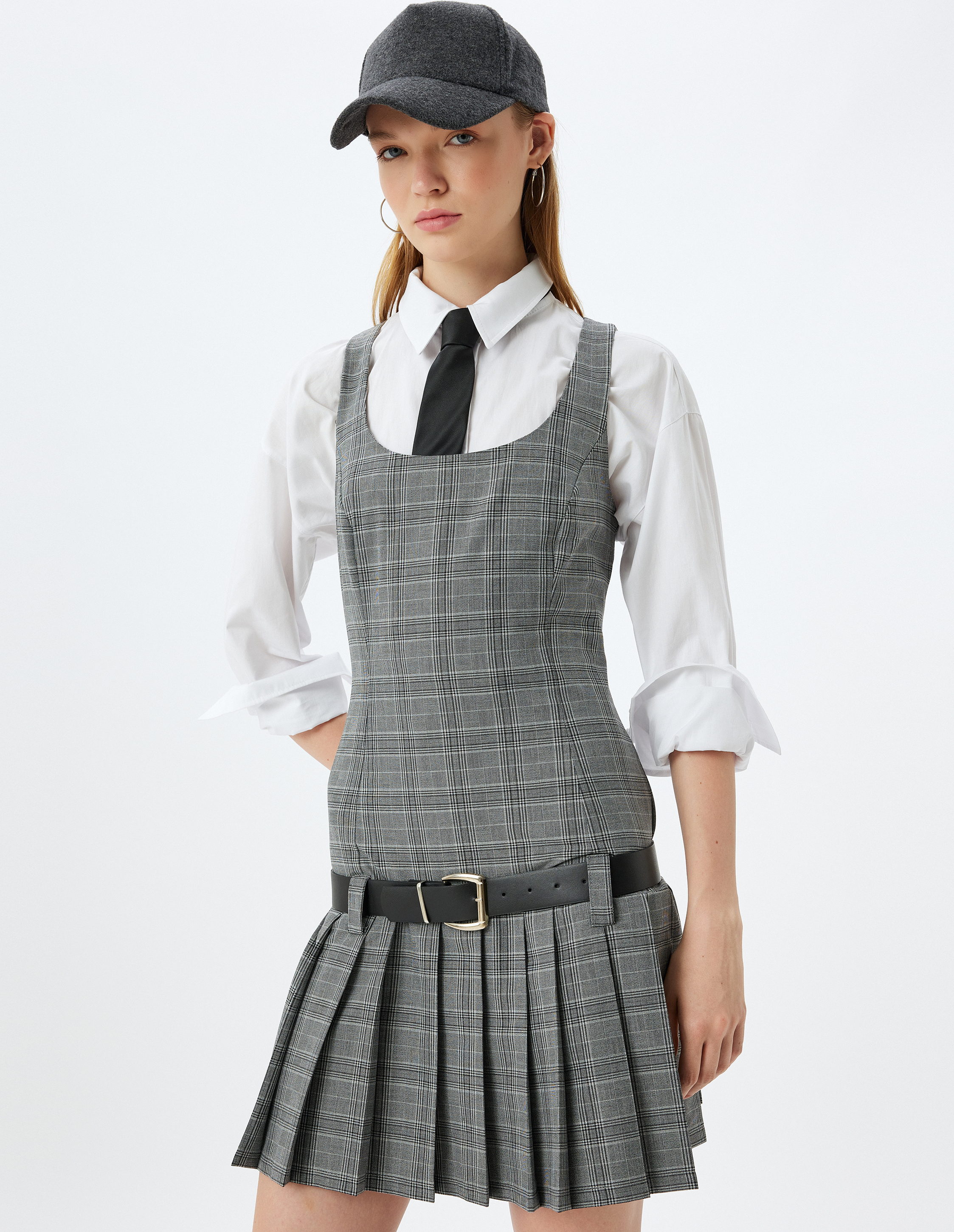 Koton Kleid Grau Karomuster