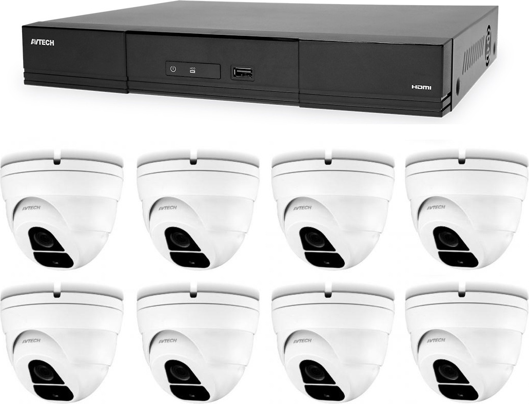 Kamera Set 1x AVTECH NVR AVH2109AX und 8x 2MPX IP Dome Kamera AVTECH DGM2203ASVSEP + 8x UTP Kabel 1x RJ45 - 1x RJ45 Cat5e 15m!