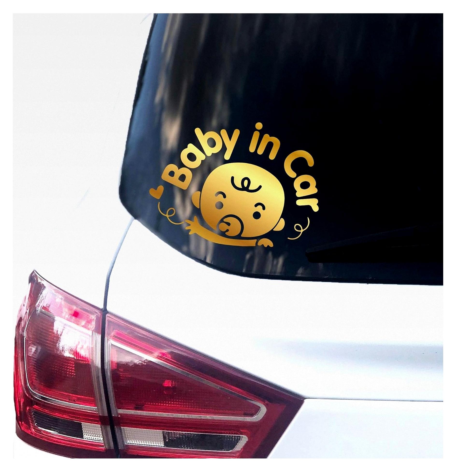 Markenlos Baby im Auto Aufkleber 14 cm x 10 cm Auto Sticker Babyaufkleber Vinyl Baby an Bord (Gold)