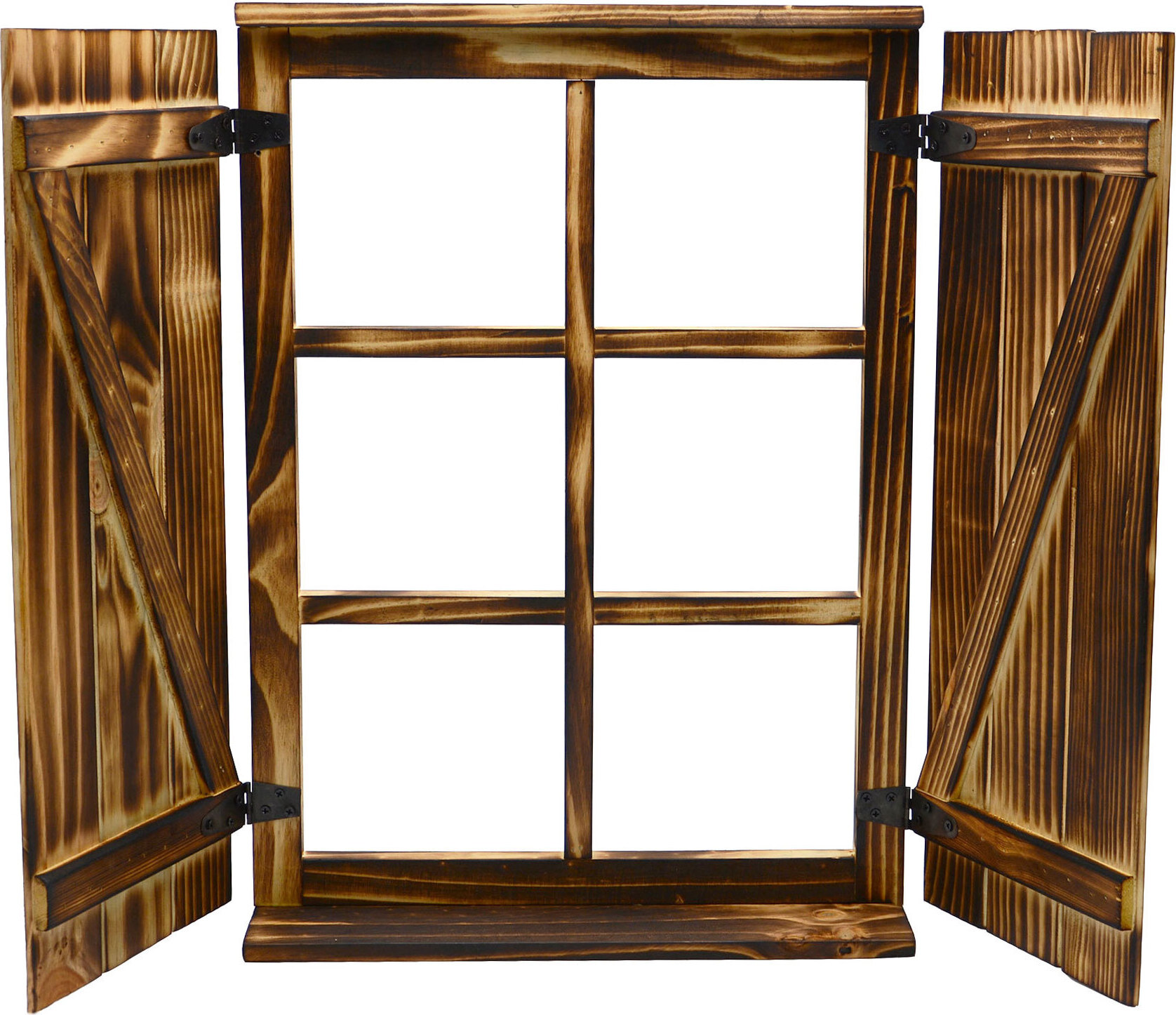 UNUS® Deko-Fenster Sprossenfenster mit Fensterläden Holz