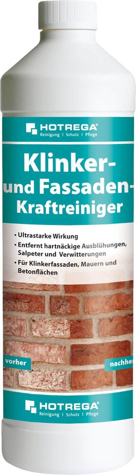HOTREGA Klinker- und Fassaden-Kraftreiniger, Steinreiniger, Terrassenreiniger, Konzentrat 1 L H225100001