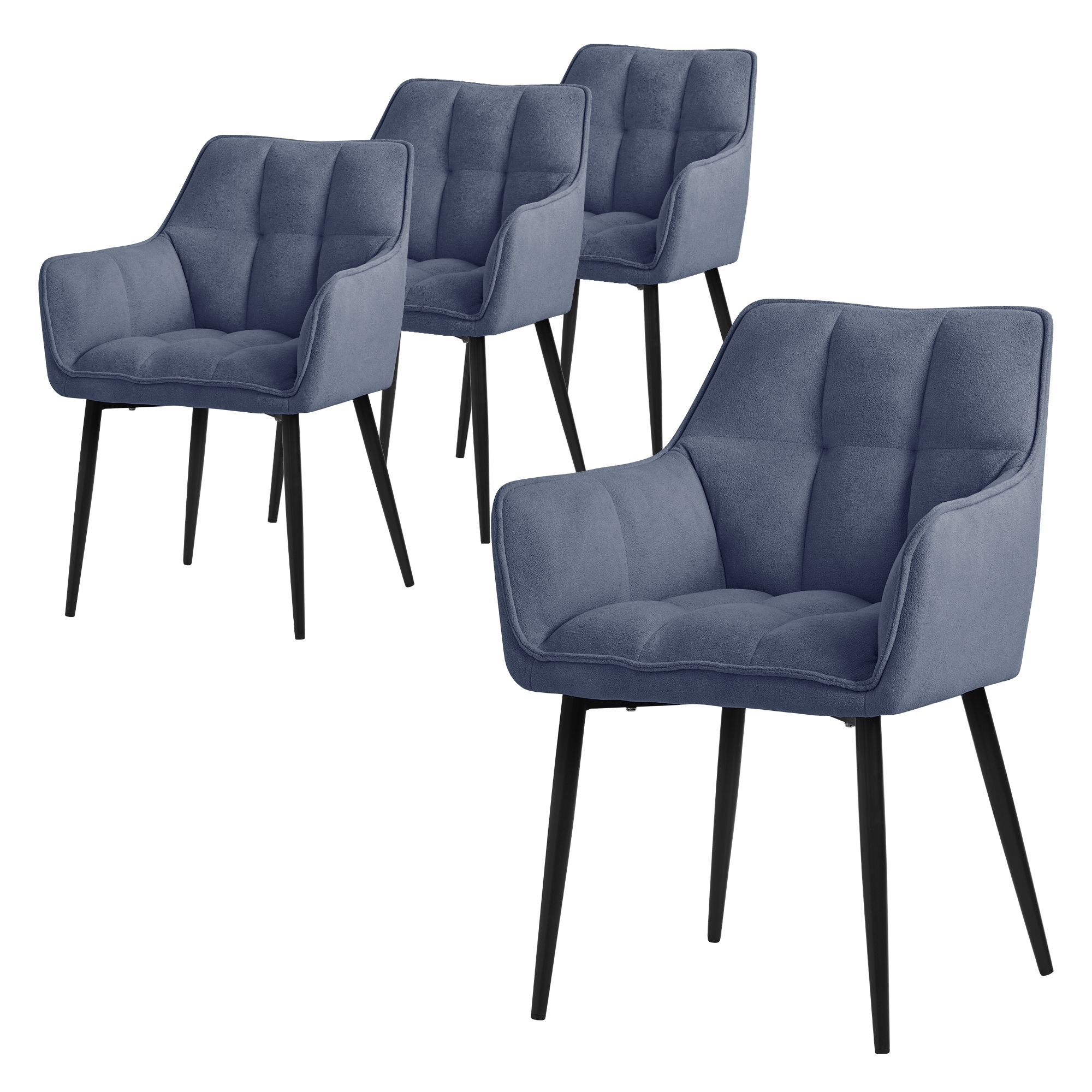 ML-Design 4x Esszimmerstuhl aus Frotteestoff, Blau, mit dickem gepolsterter Sitz 490015013